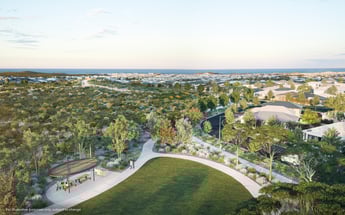 Aerial render of Eglinton Village