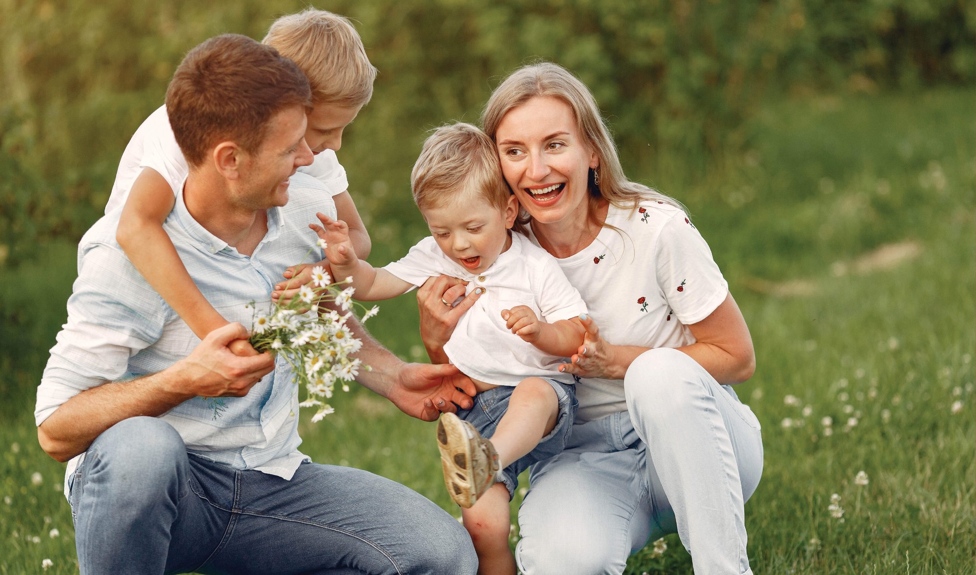 heading cute-family-playing-summer-field