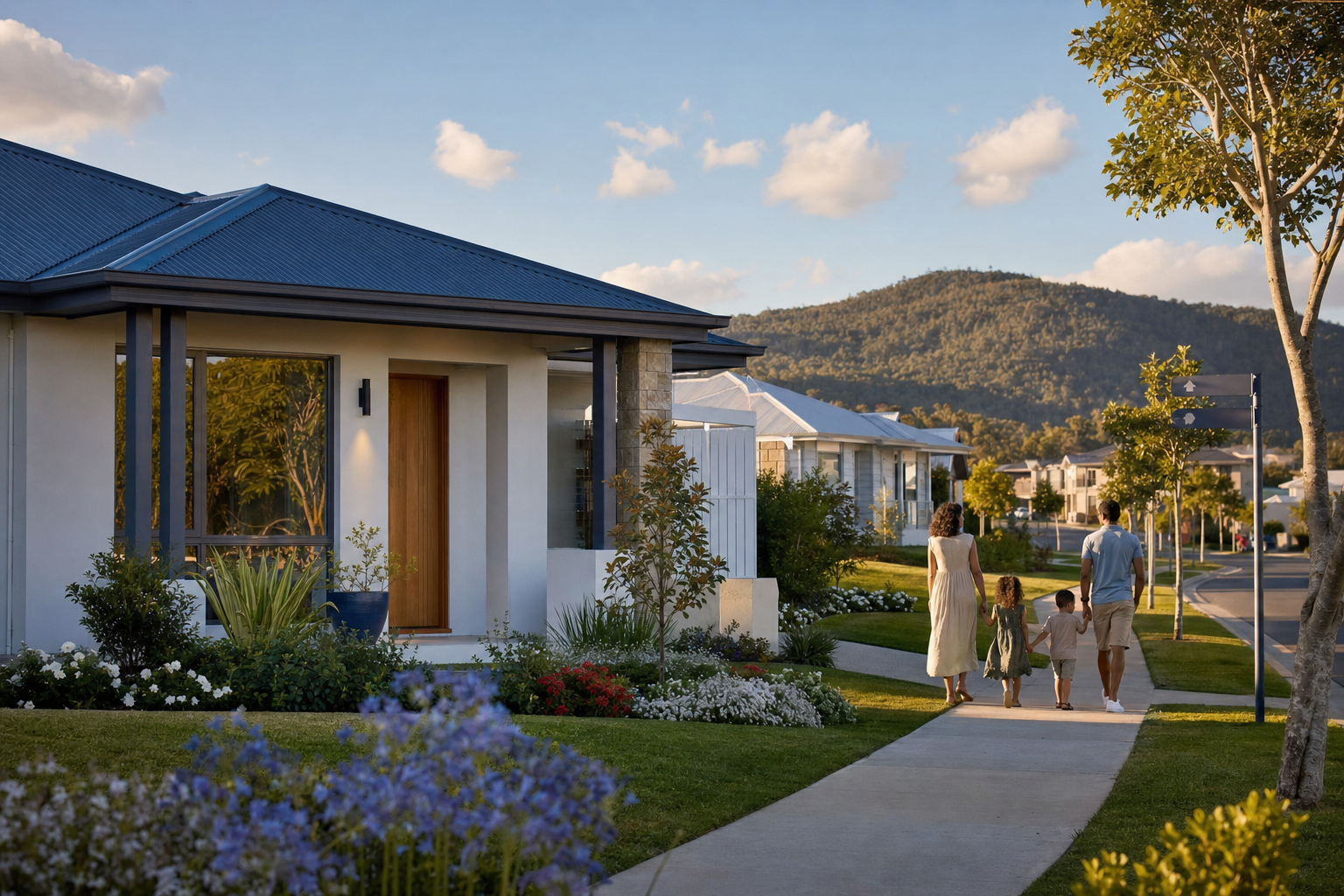 House-and-land homes in a Cedar Woods Queensland community.