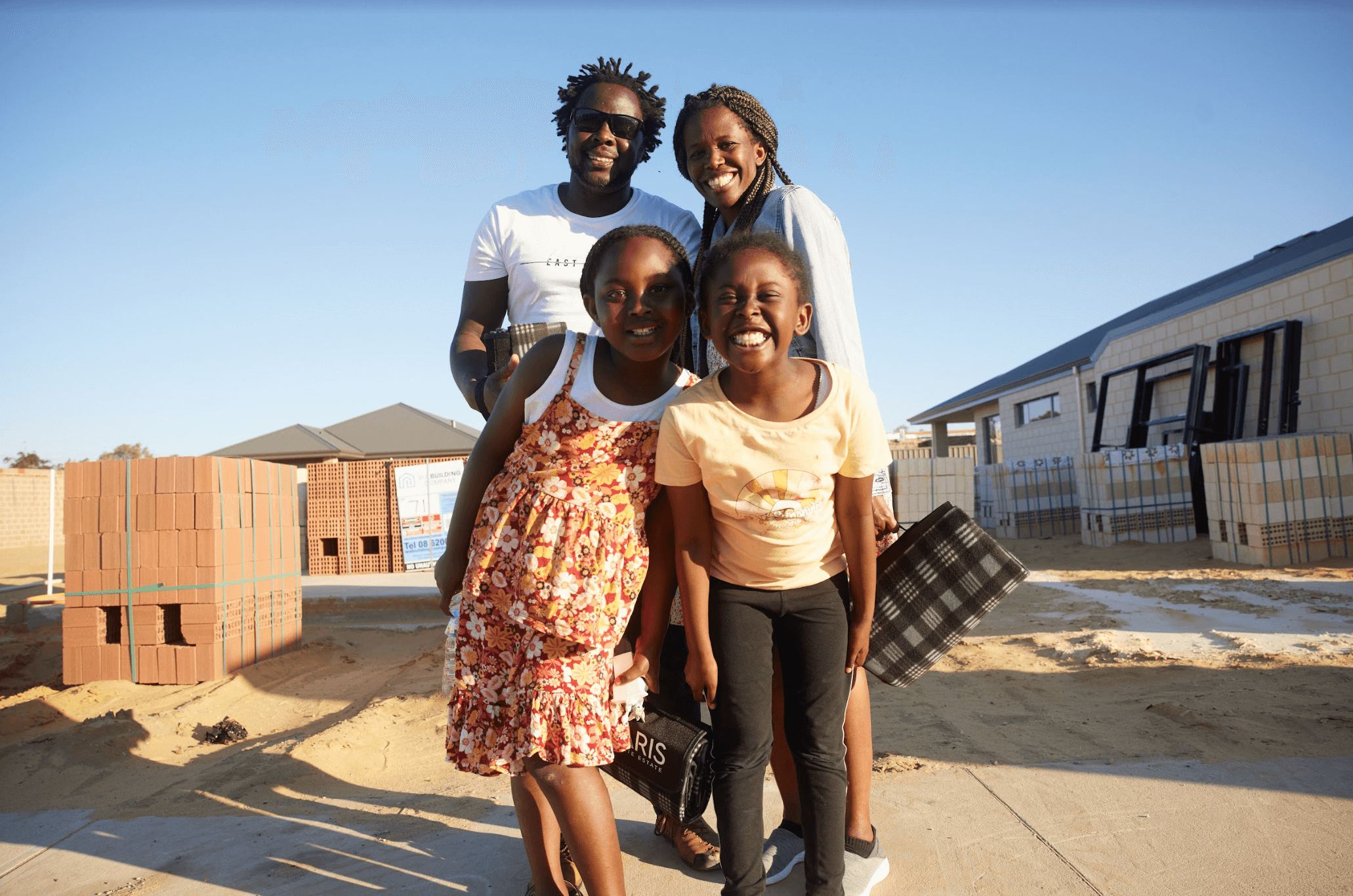 familly at new build site